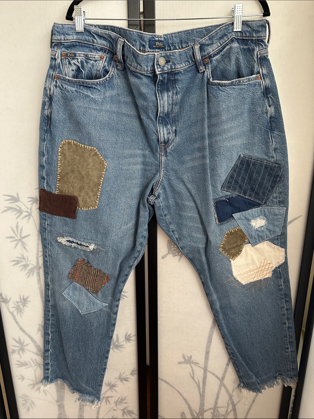 Polo by Ralph Lauren Light Blue Boyfriend Jeans with Multicolor Patchwork